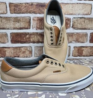 Vans | Era 59 brown and tan canvas lace up Vans Leather Trim 9.5 Mens 11 Womens